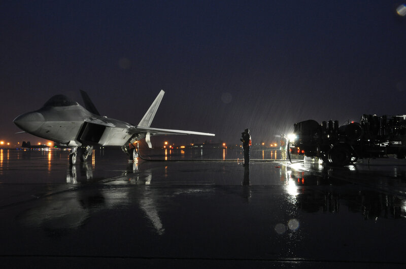 F-22 Raptor on Tarmac — Black