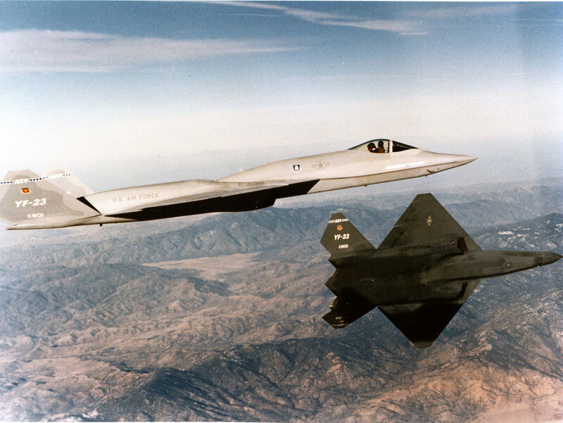 F-22 Raptor prototypes in flight