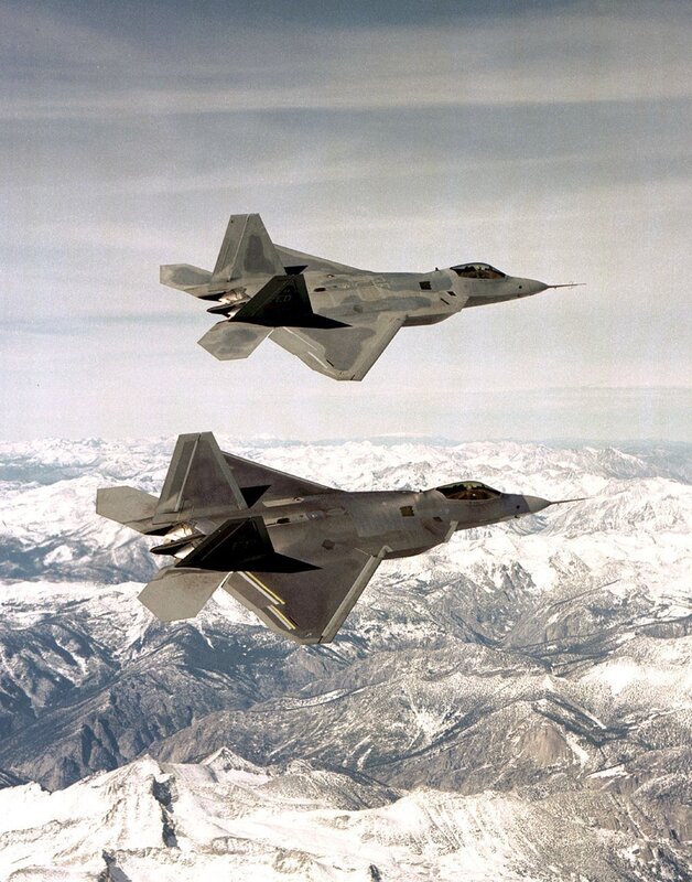 F-22 Raptors in flight