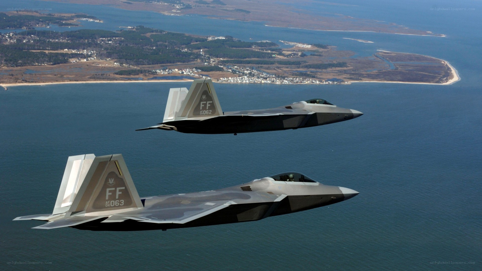 F-22 Raptors in flight