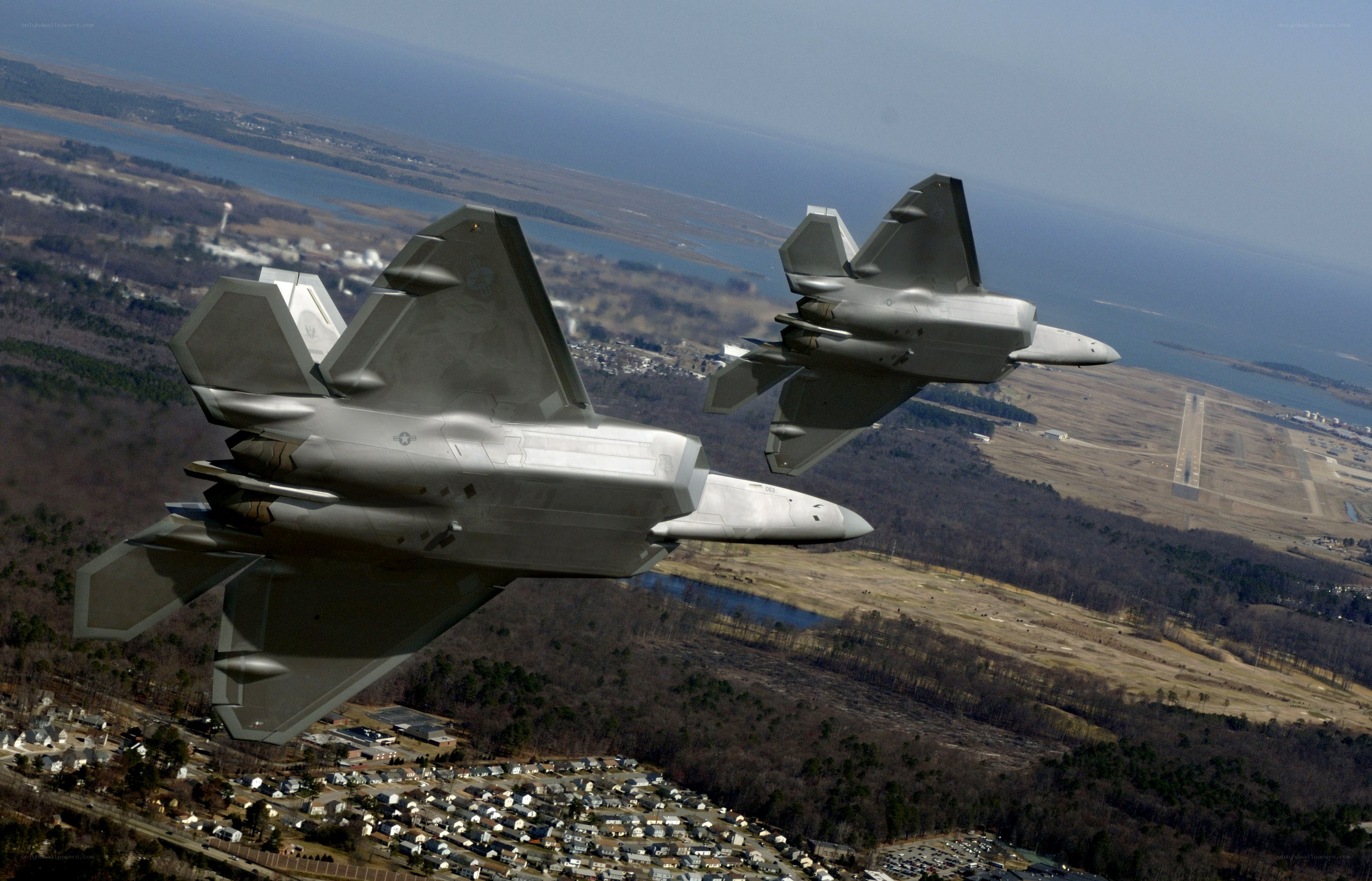 F-22 Raptors in flight
