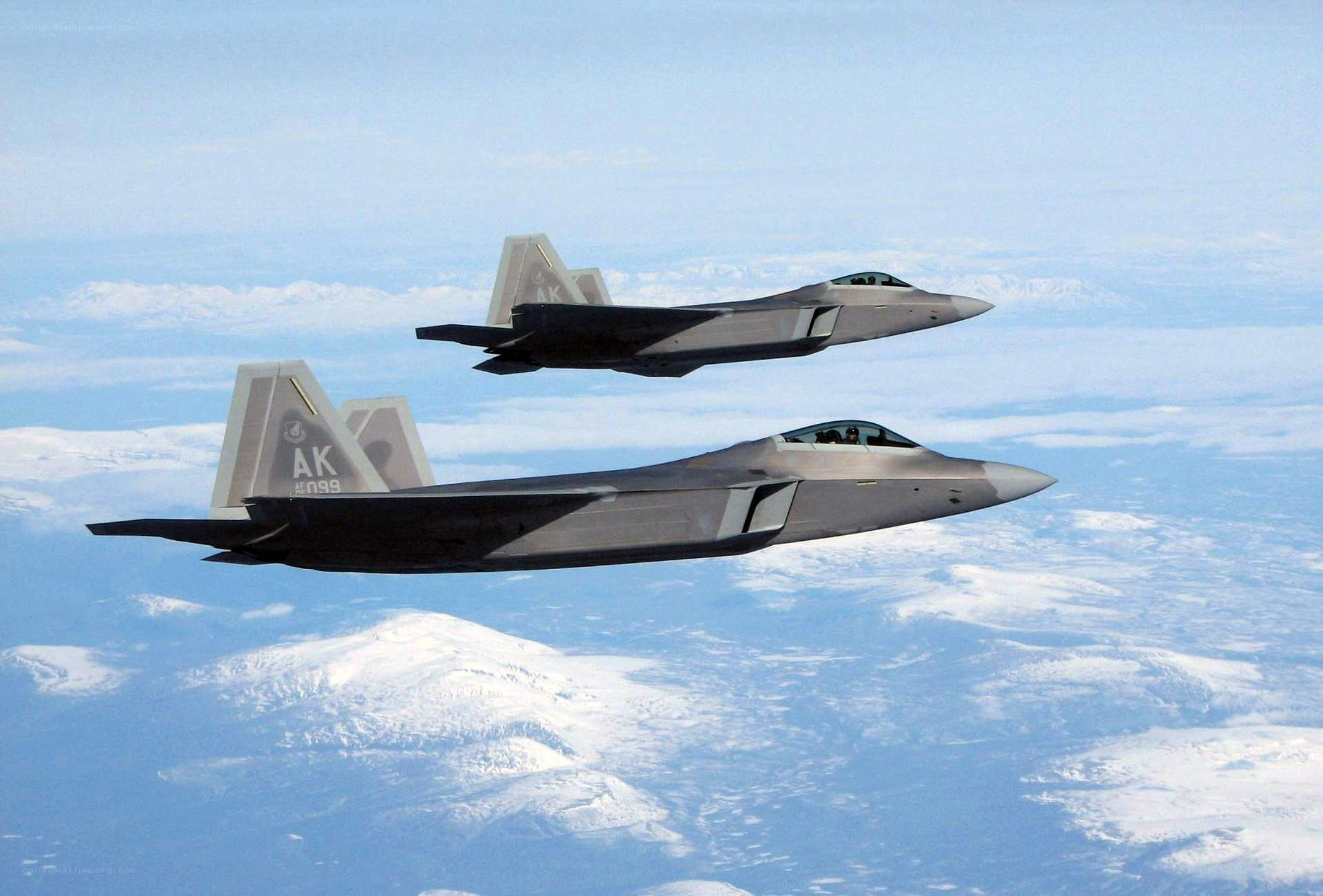F-22 Raptors in flight