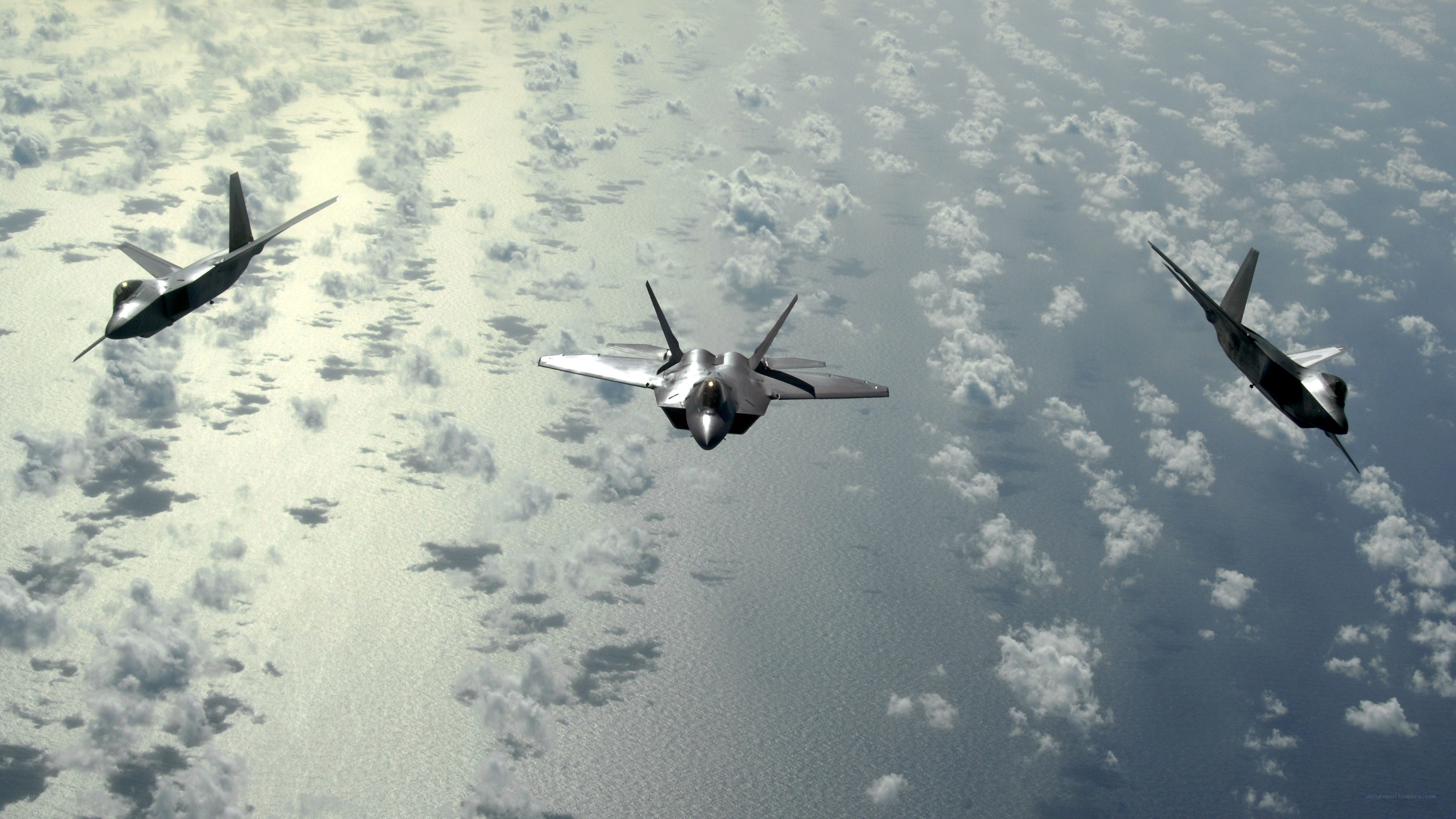 F-22 Raptors in formation