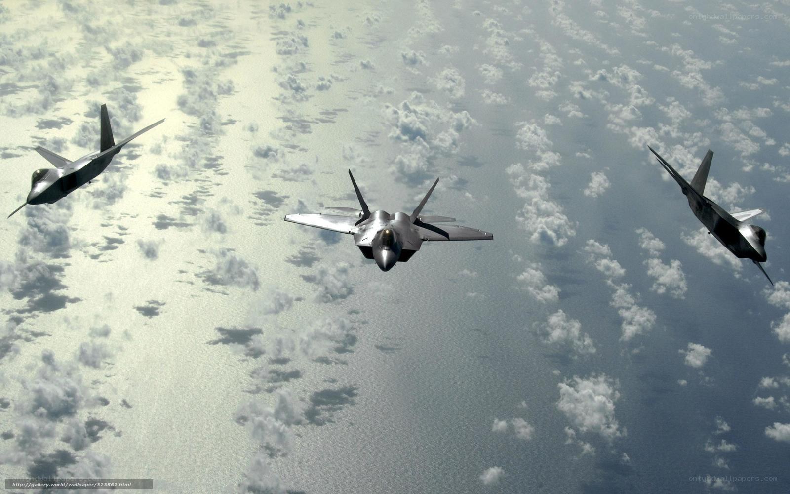 F-22 Raptors in formation