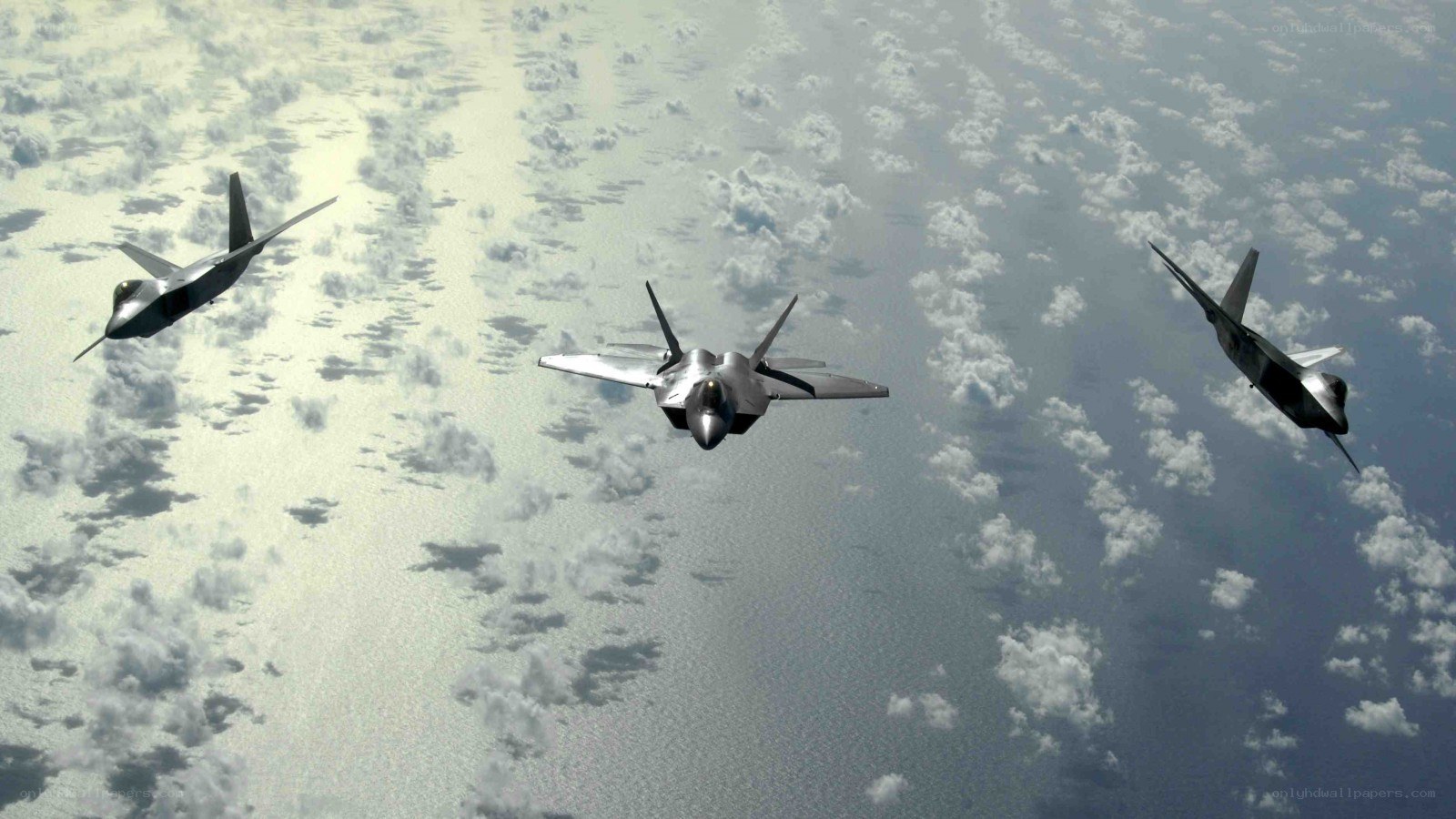 F-22 Raptors in formation