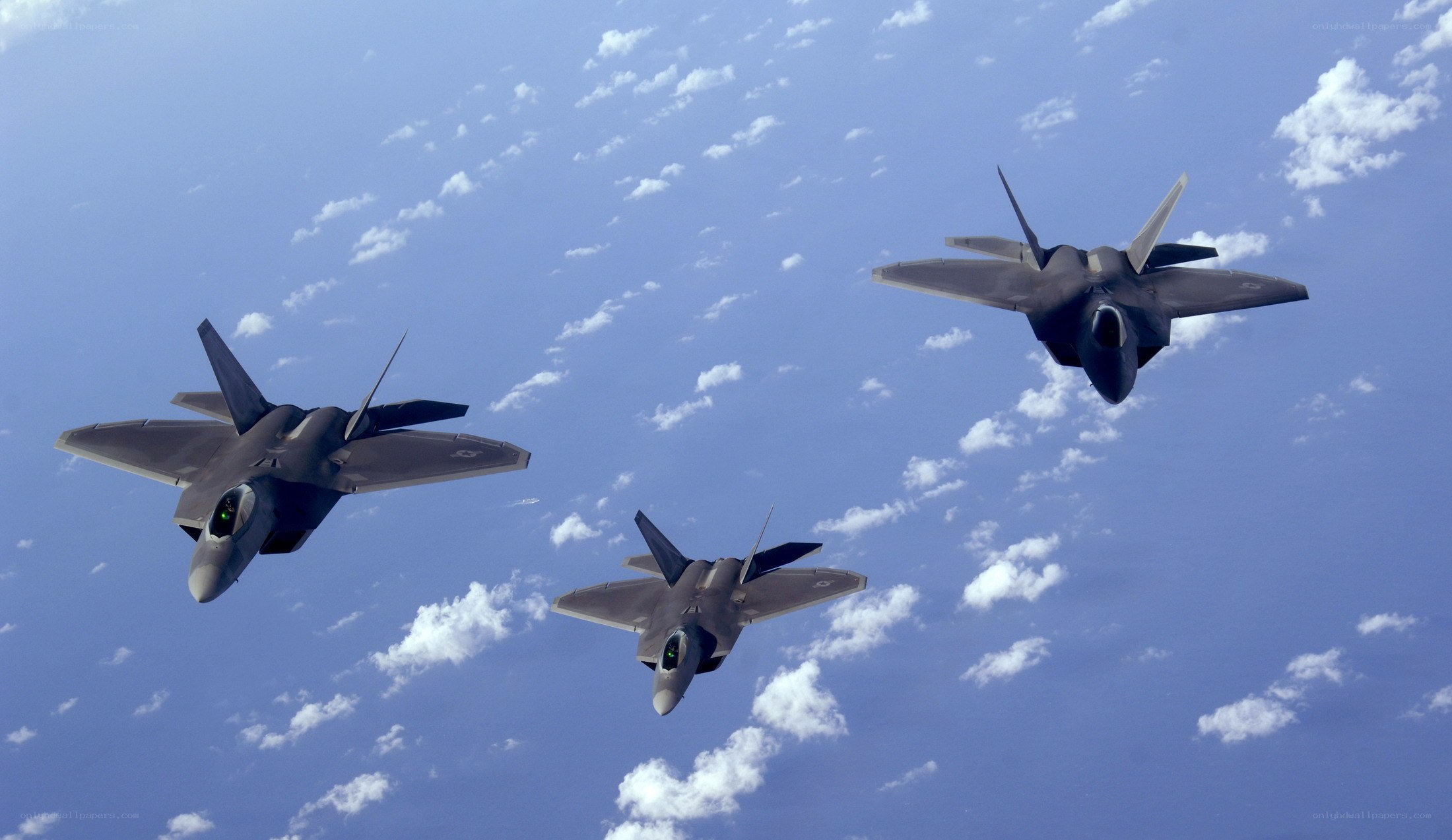 F-22 Raptors in formation