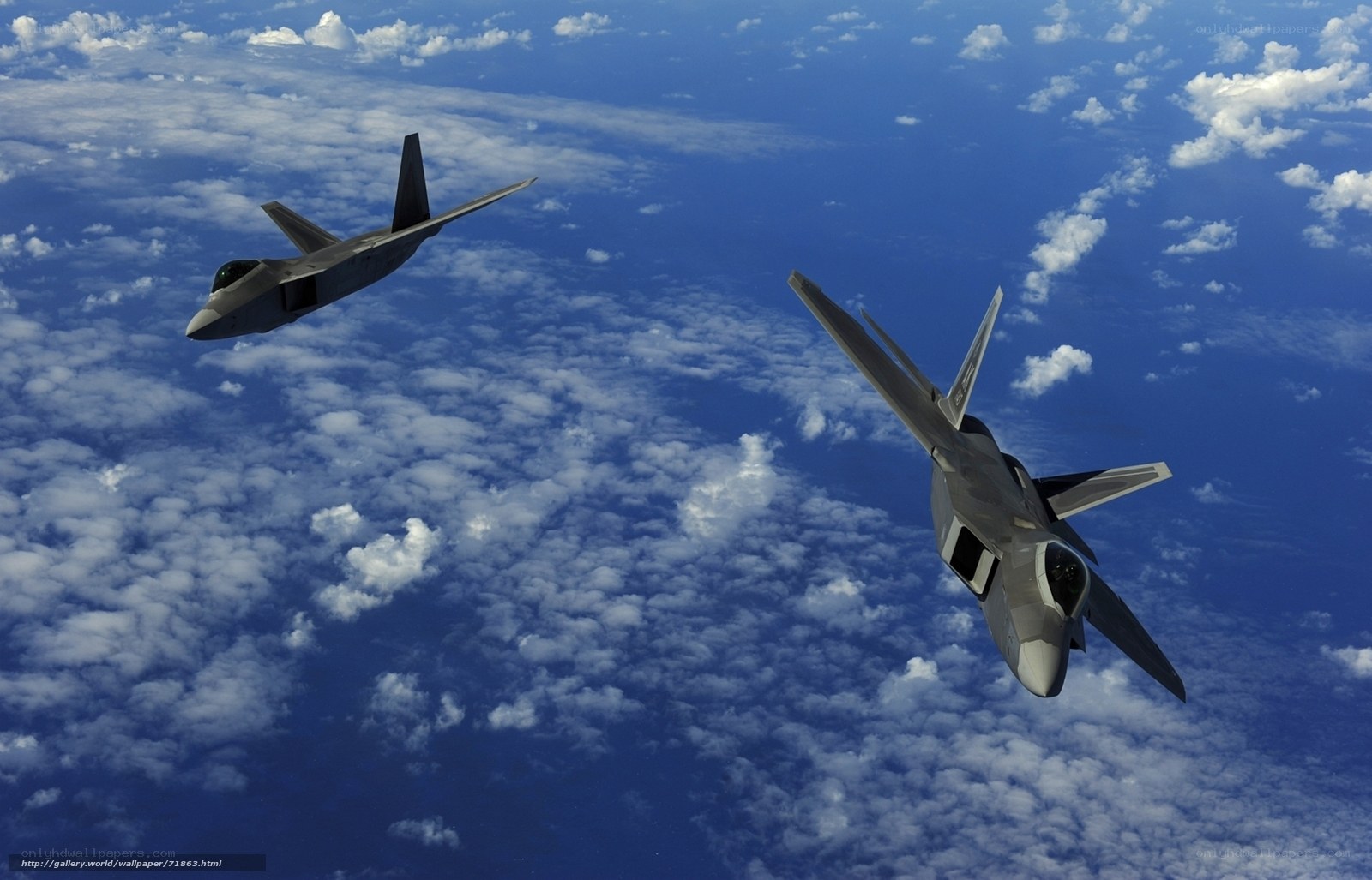 F-22 Raptors in formation