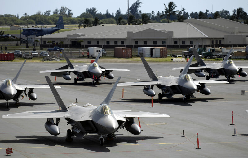 F-22 Raptors on tarmac