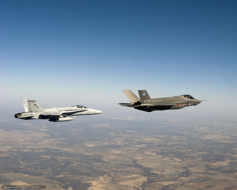 F-35 and F/A-18 in formation