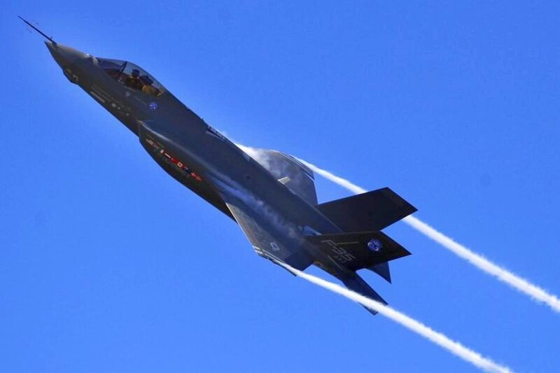 F-35 Fighter Jet — Blue, Dynamic, Afternoon, Photograph, Sky