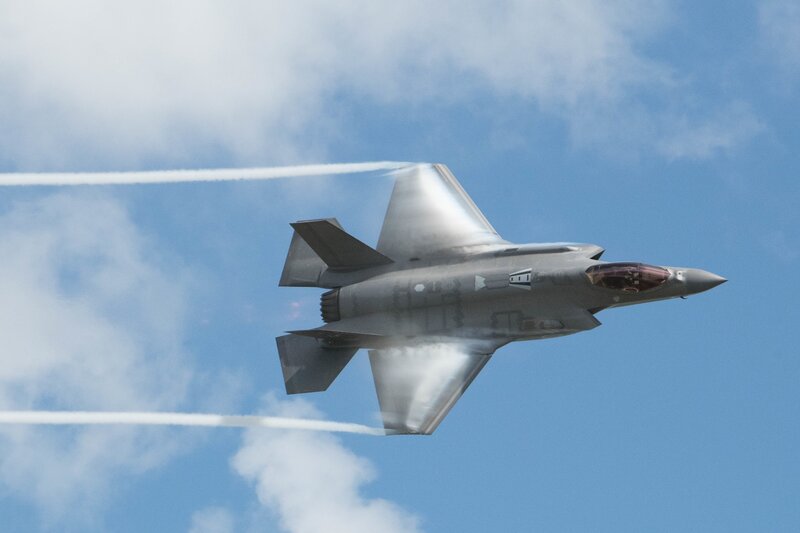 F-35 Fighter Jet — Blue, Dynamic, Afternoon