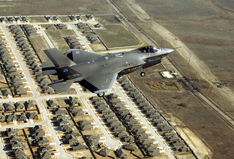 F-35 Fighter Jet — Gray, Aerial, Afternoon