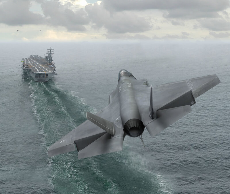 F-35 Fighter Jet — Gray, Dramatic, Afternoon, Digital Art
