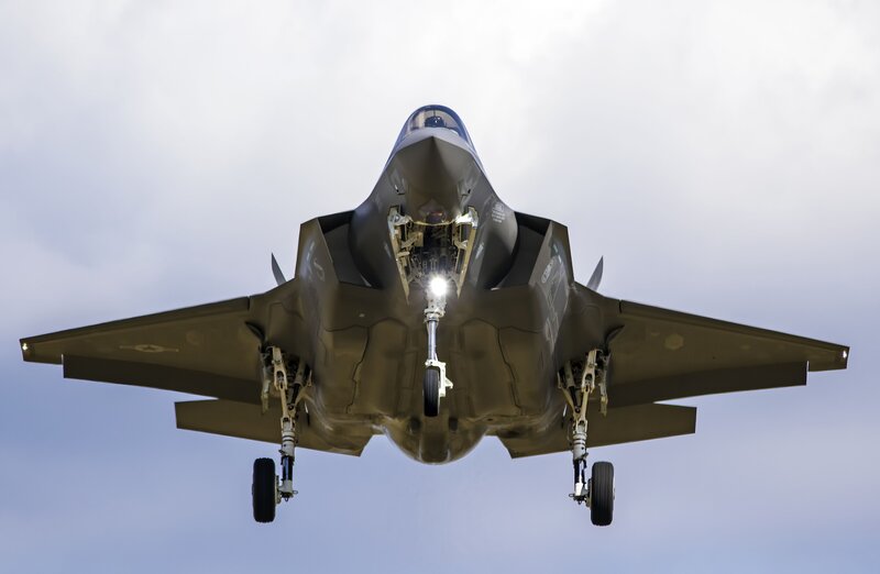 F-35 Fighter Jet — Gray, Dramatic, Afternoon, Photograph, Aircraft, Landing Gear