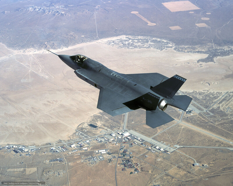 F-35 Fighter Jet — Gray, Dramatic, Afternoon, Photograph, Desert Landscape
