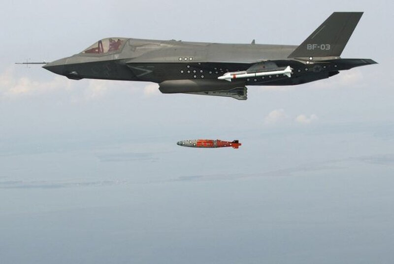 F-35 Fighter Jet — Gray, Dramatic, Afternoon, Photograph, Missile