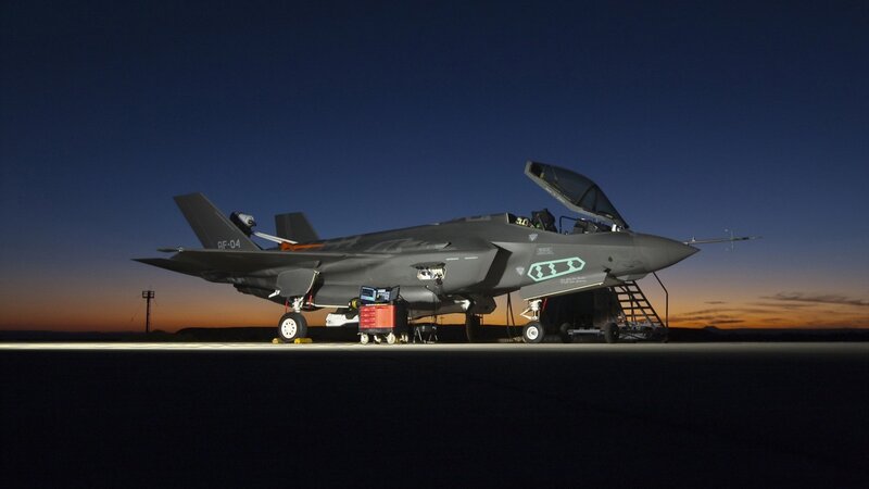 F-35 Fighter Jet — Gray, Dramatic, Sunset, Photograph, Aircraft