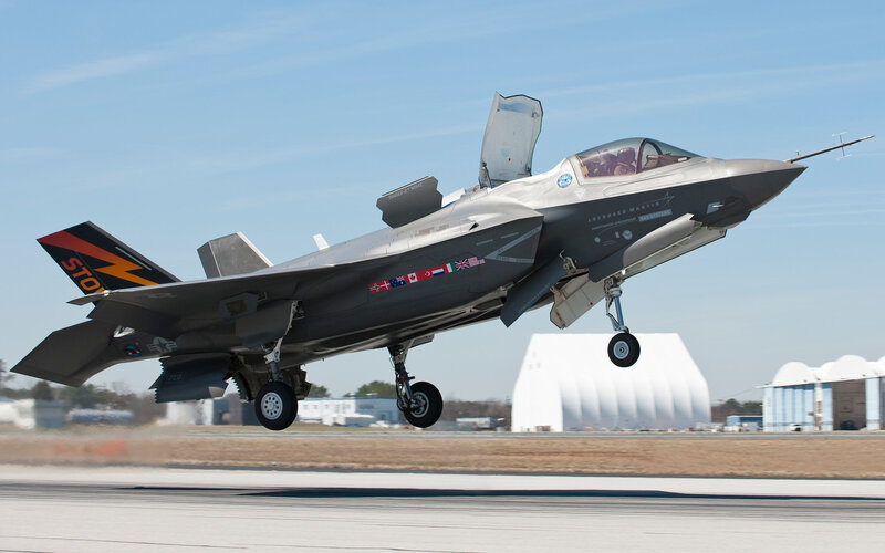 F-35 Fighter Jet — Gray, Dynamic, Afternoon, Photograph, Aircraft Carrier