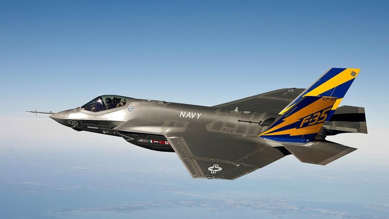 F-35 Fighter Jet — Gray, Serene, Afternoon, Photograph, Aircraft, Sky