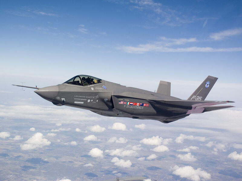 F-35 Fighter Jet — Gray, Serene, Afternoon, Photograph, Clouds