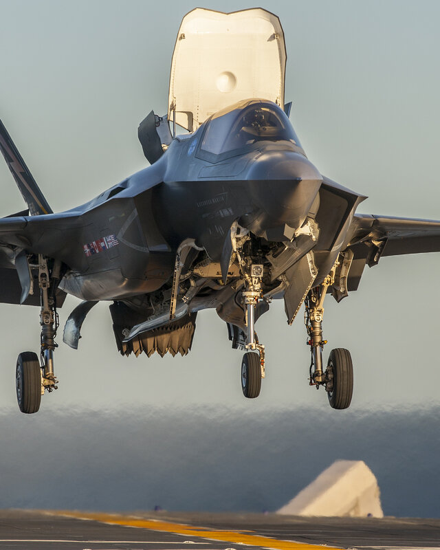 F-35 Fighter Jet Landing — Gray, Dramatic