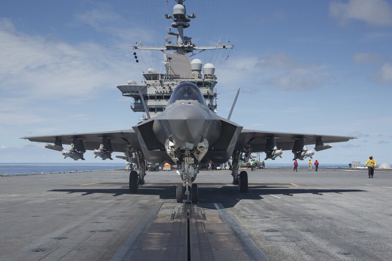 F-35 Fighter Jet on Carrier — Gray
