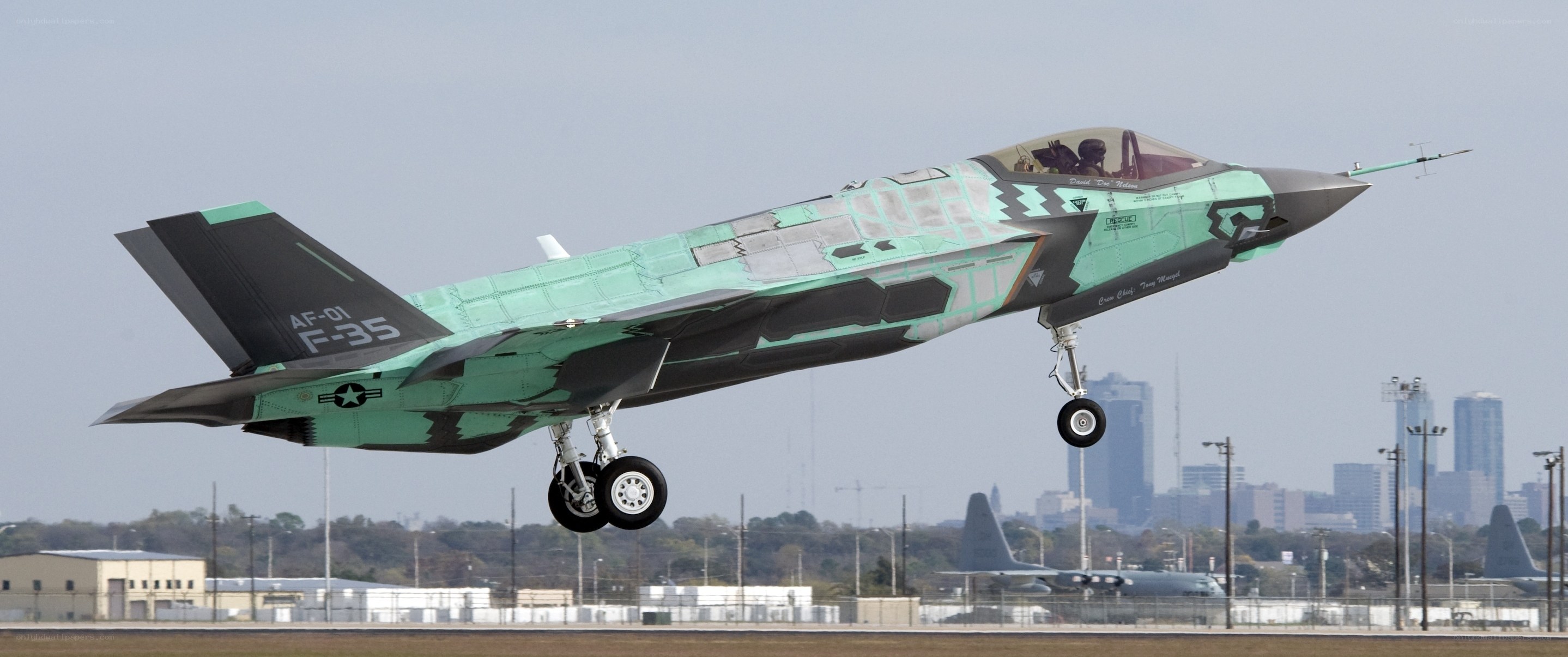 F-35 fighter jet taking off