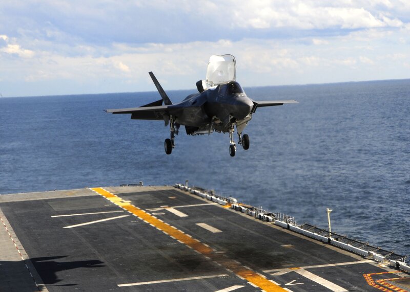 F-35 Fighter Jet Taking Off — Blue, Dramatic