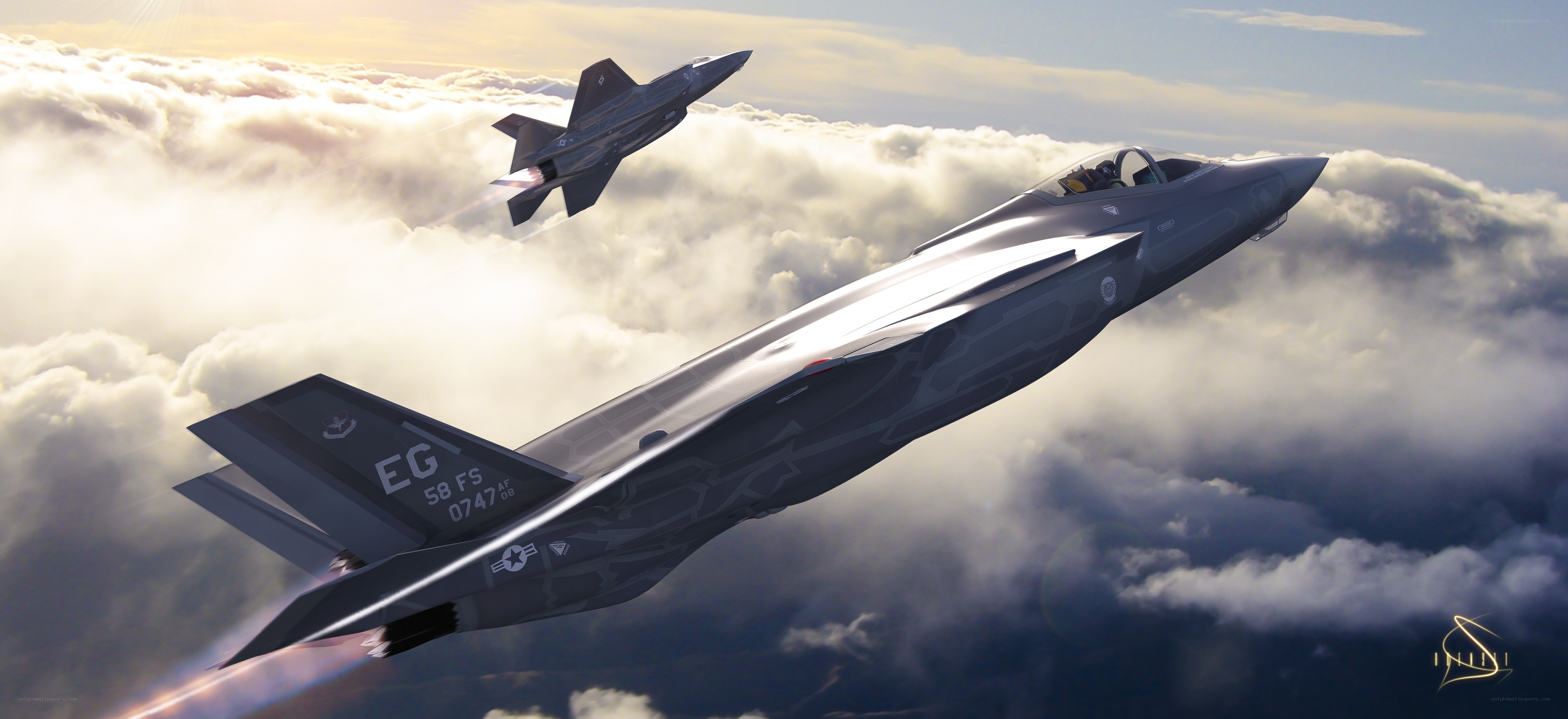 F-35 fighter jets in flight