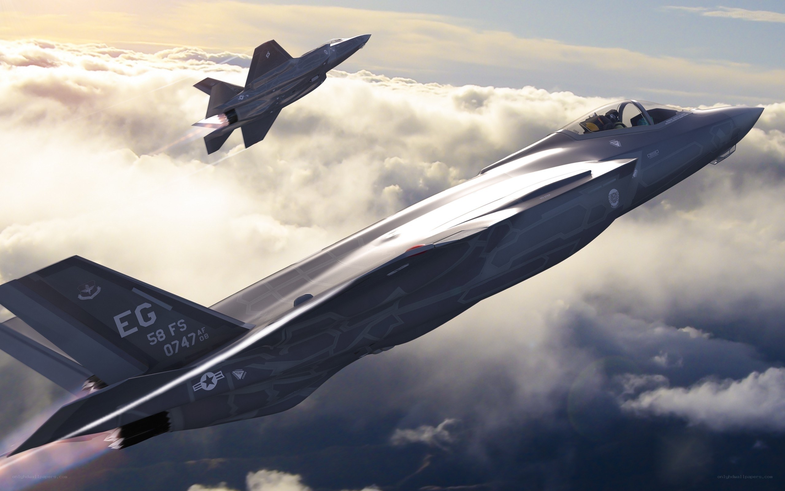 F-35 fighter jets in flight