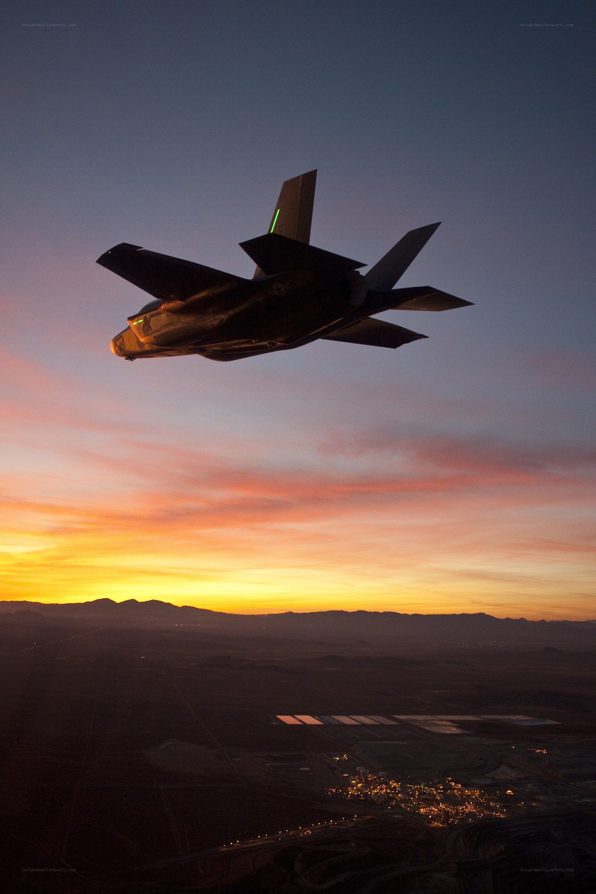 F-35 jet at sunset