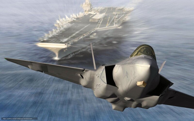 F-35 jet near aircraft carrier