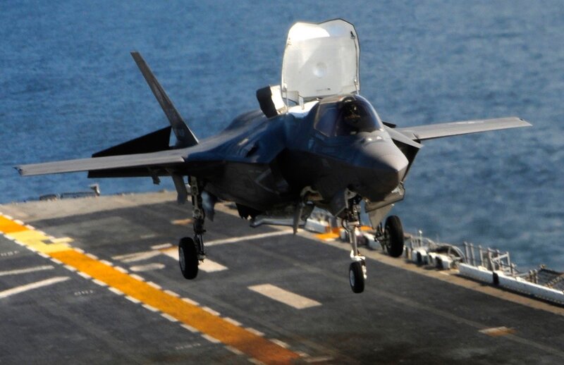 F-35 jet on aircraft carrier