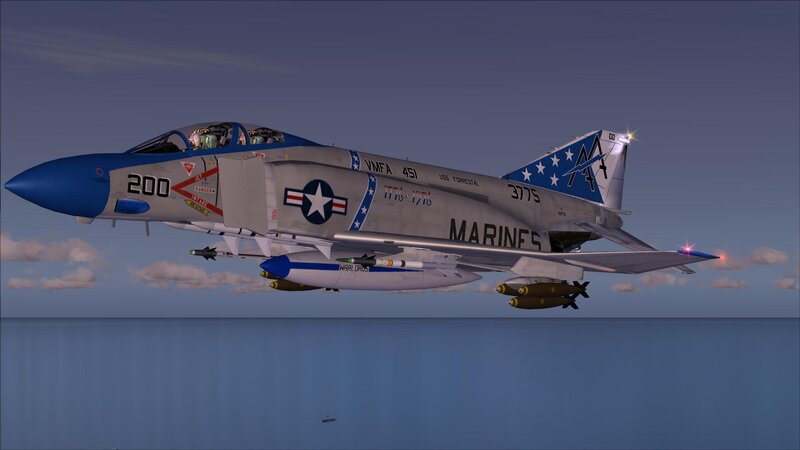 F-4 Phantom II Jet — Blue, Dramatic