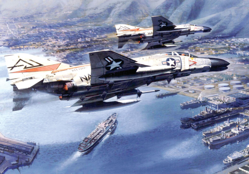 F-4 Phantom jets over naval base