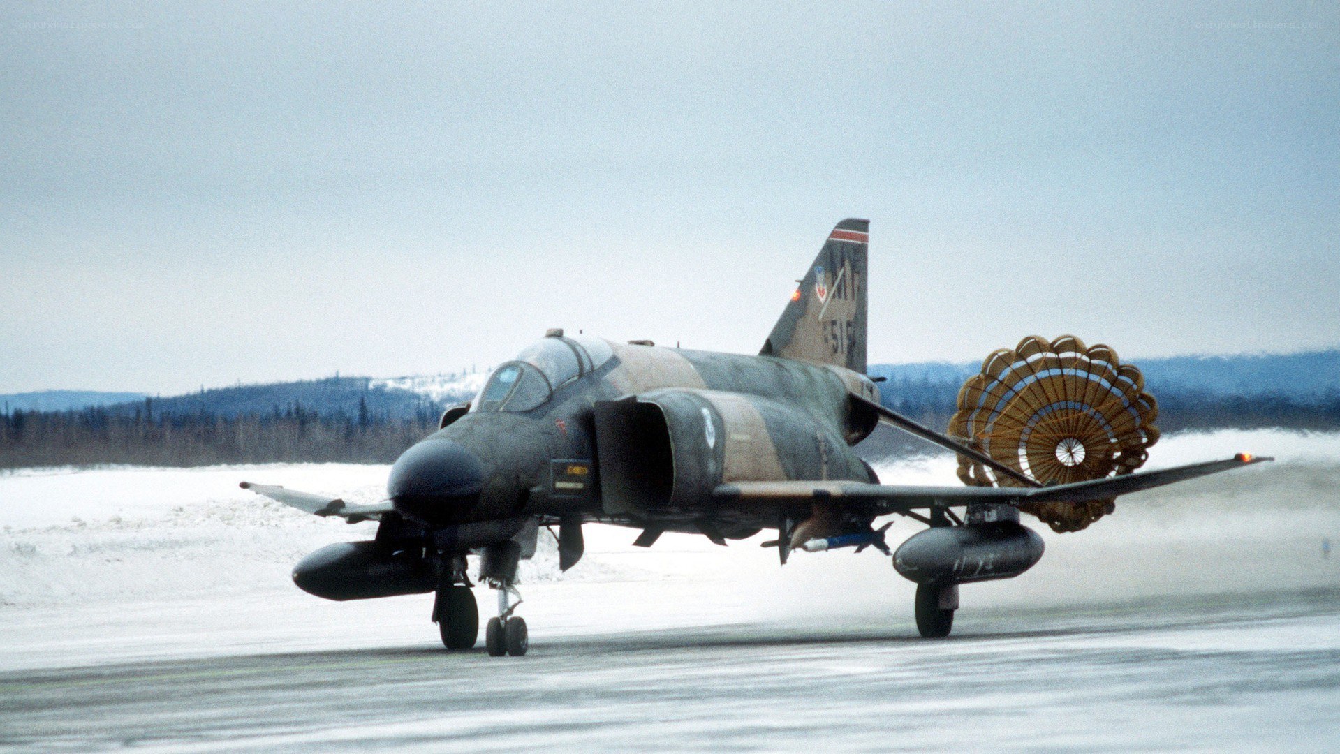 F-4 Phantom on snowy runway