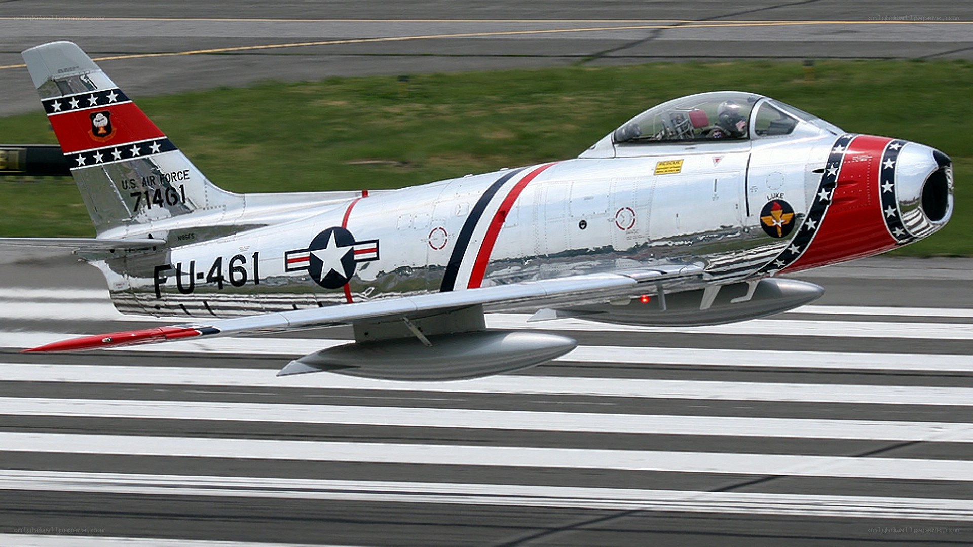 F-86 Sabre jet on runway