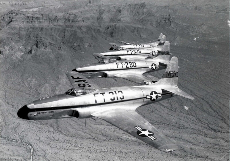 F-86 Sabre jets in formation