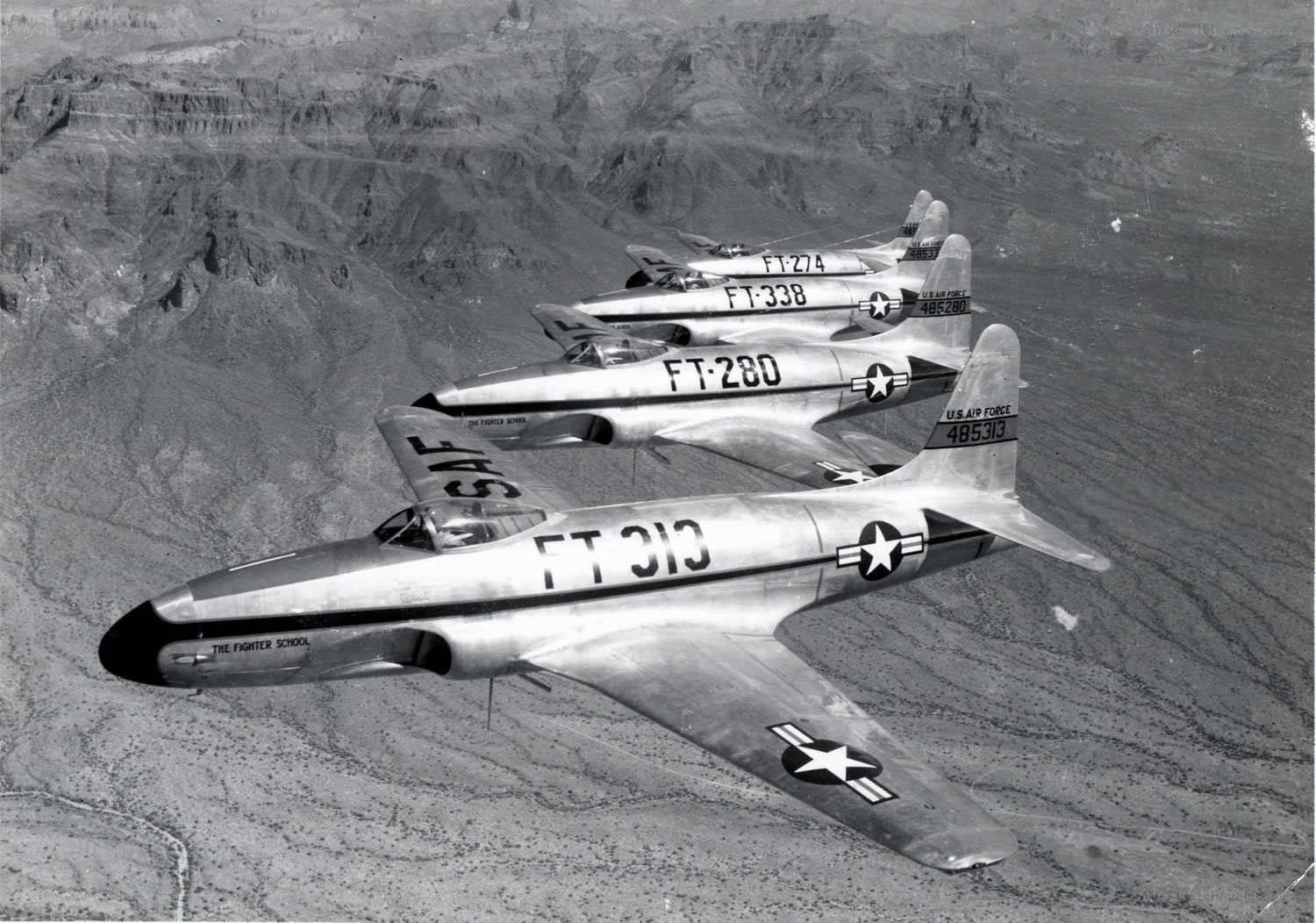 F-86 Sabre jets in formation