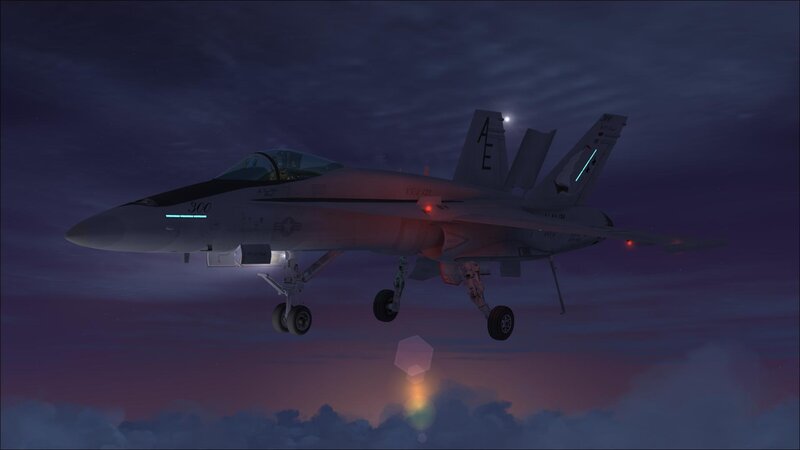 F/A-18 Hornet at dusk