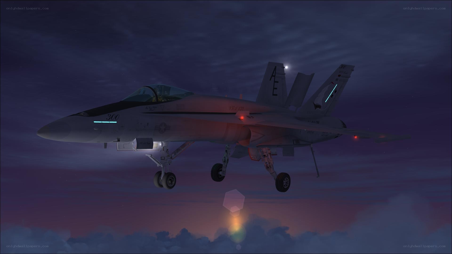 F/A-18 Hornet at dusk
