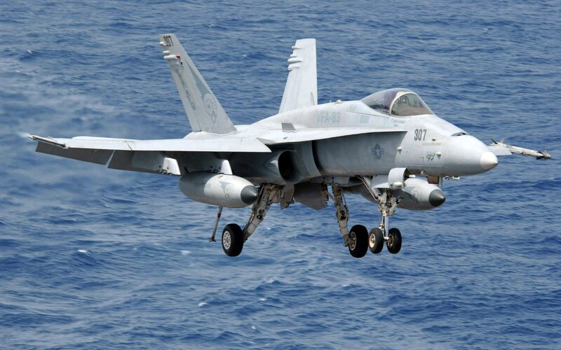 F/A-18 Hornet Jet — Blue, Dramatic, Afternoon
