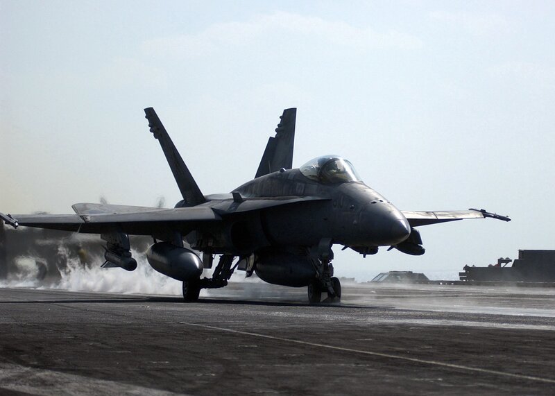 F/A-18 Hornet on aircraft carrier