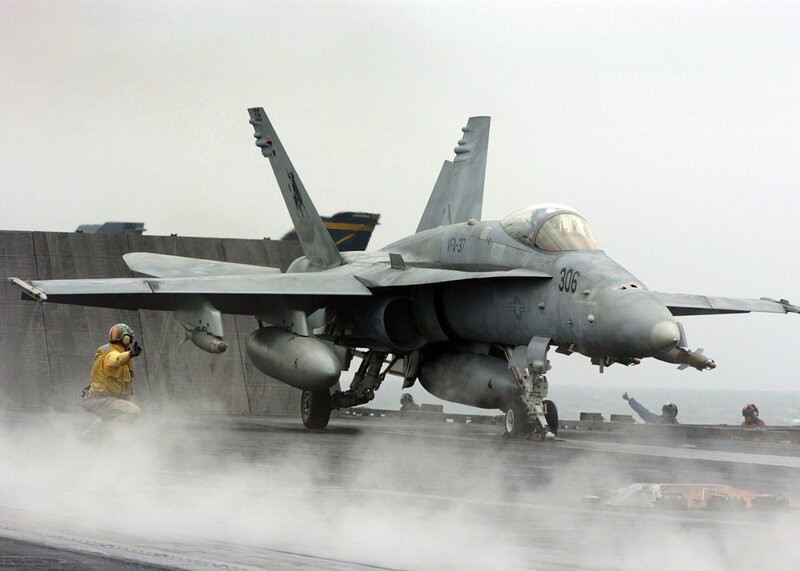 F/A-18 Hornet on aircraft carrier