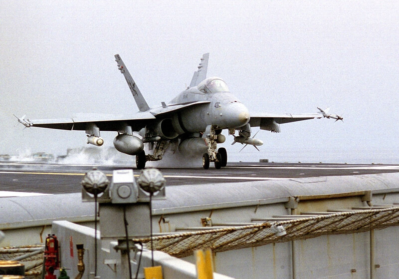 F/A-18 Hornet on aircraft carrier