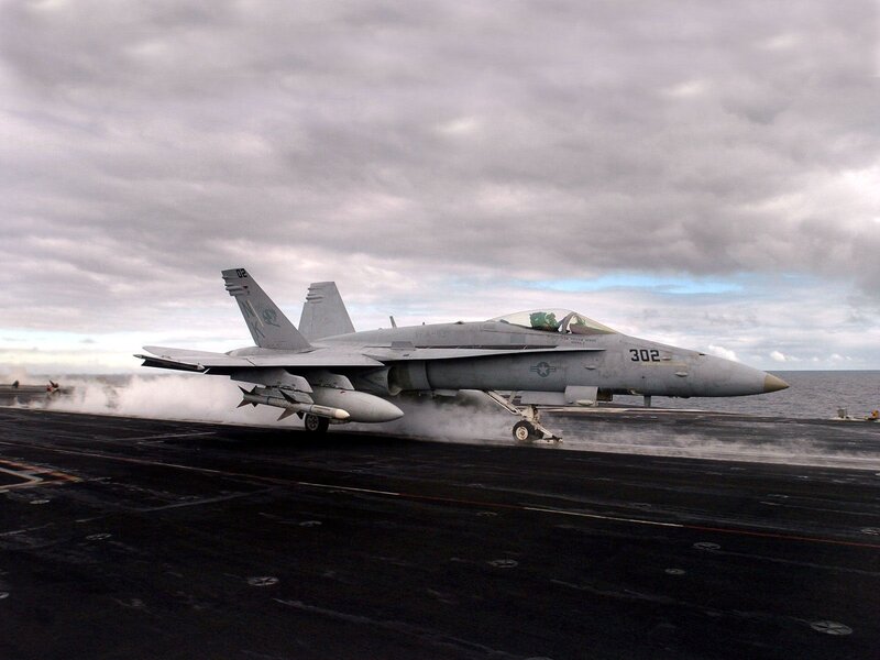 F/A-18 Hornet on aircraft carrier