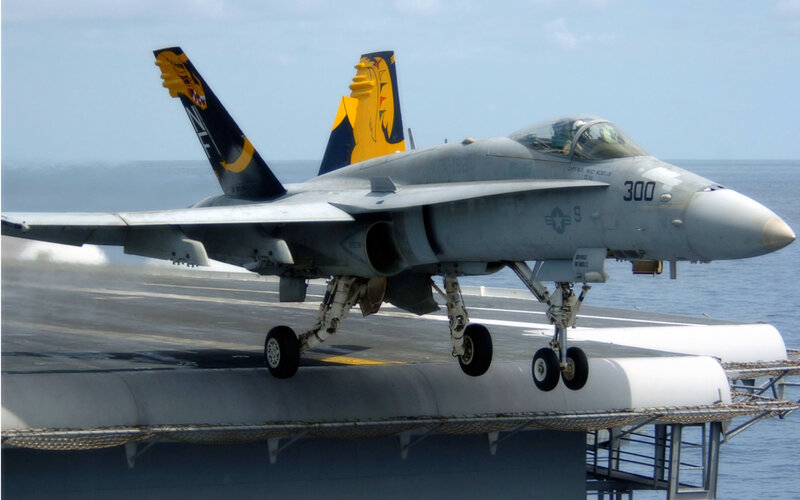 F/A-18 Hornet on aircraft carrier
