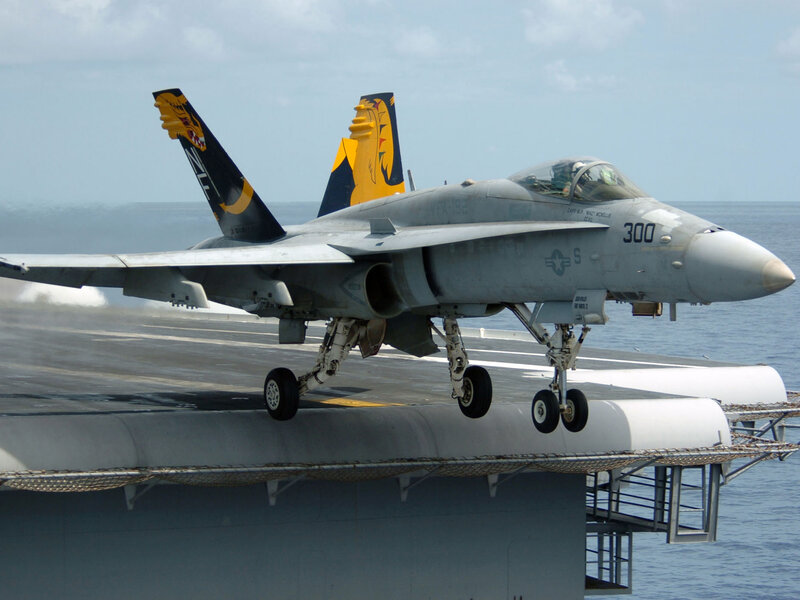 F/A-18 Hornet on aircraft carrier