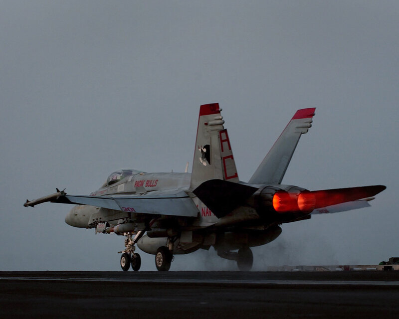 F/A-18 Hornet on aircraft carrier