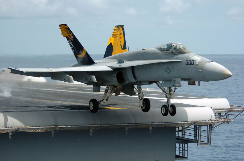 F/A-18 Hornet on aircraft carrier